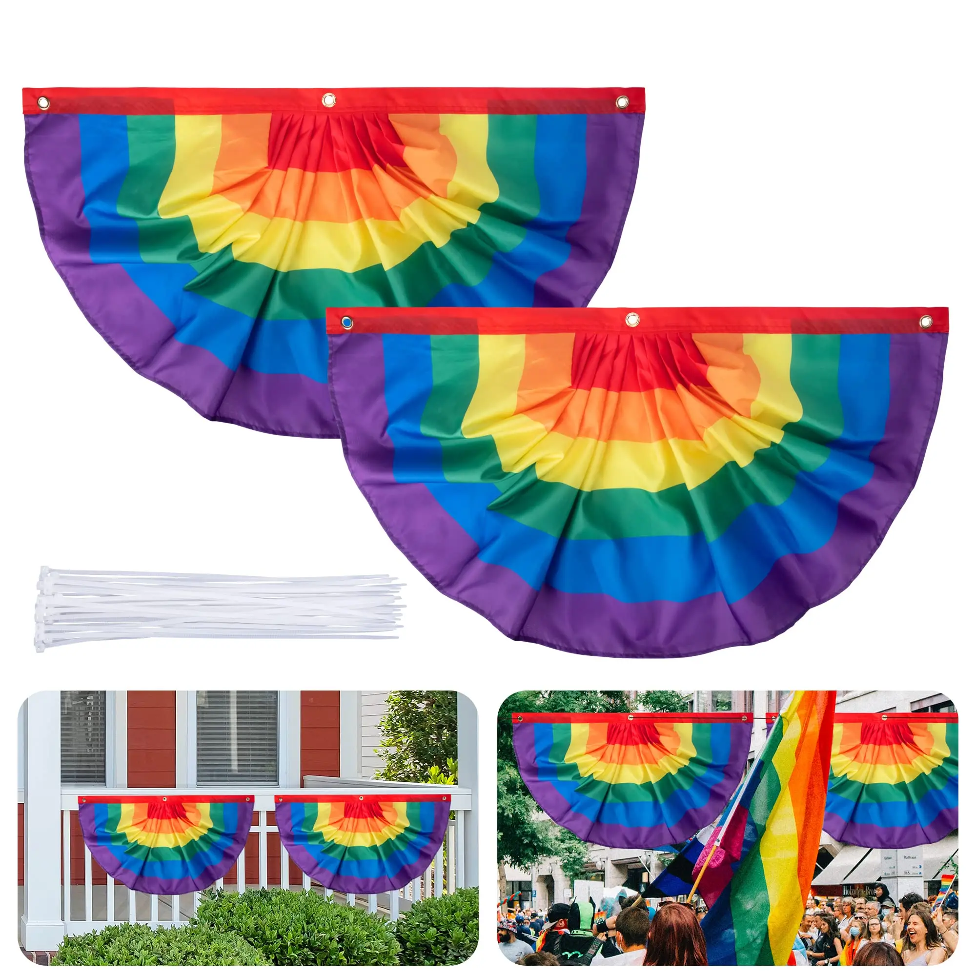 Tuti Rainbow Half Circle Fans Flags