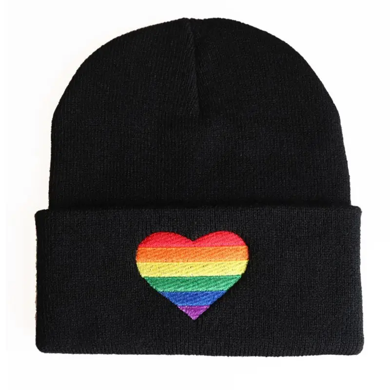 Tuti Rainbow Heart Embroidery Knitted Hat